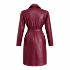 Abrigo Femenino de Cuero Color Borgoña Ref. 524