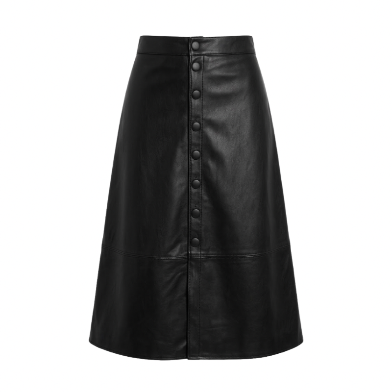 Saia Midi OMK Couro com Botões REF 337
