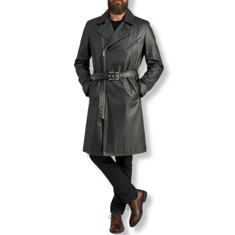 Sobretudo em Couro Masculino Ref.611