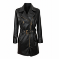 Trench Coat em Couro Feminino Ref.531