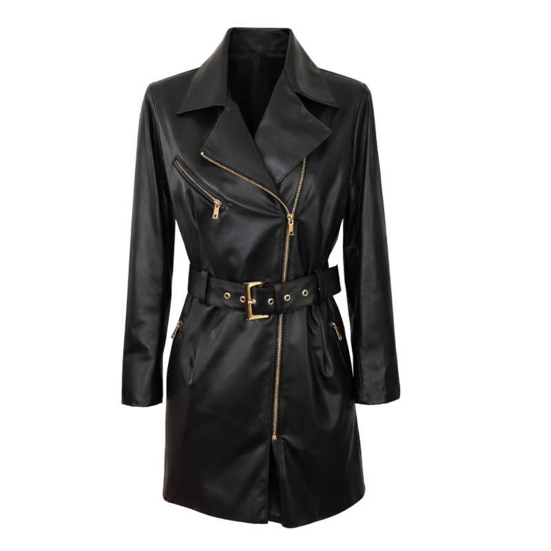 Trench Coat em Couro Feminino Ref.531