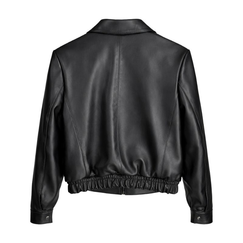 Jaqueta de Couro Bomber Curta Ref 153