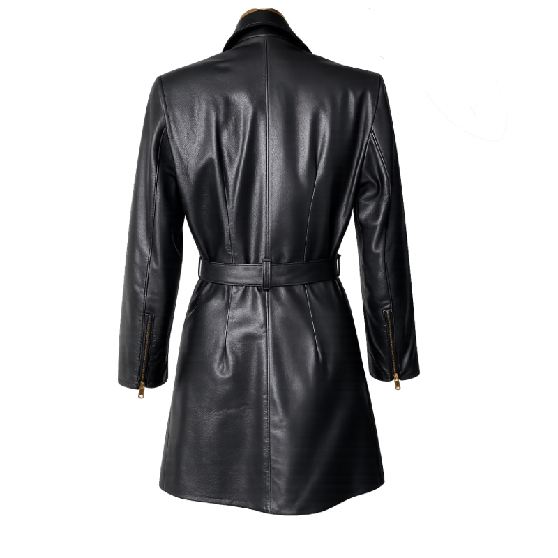 Trench Coat em Couro Feminino Ref.531