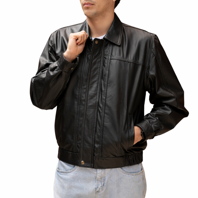 Chaqueta de cuero para hombre tipo bomber Ref.920