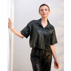 Camisa Cropped de Piel Manga Corta Ref 369