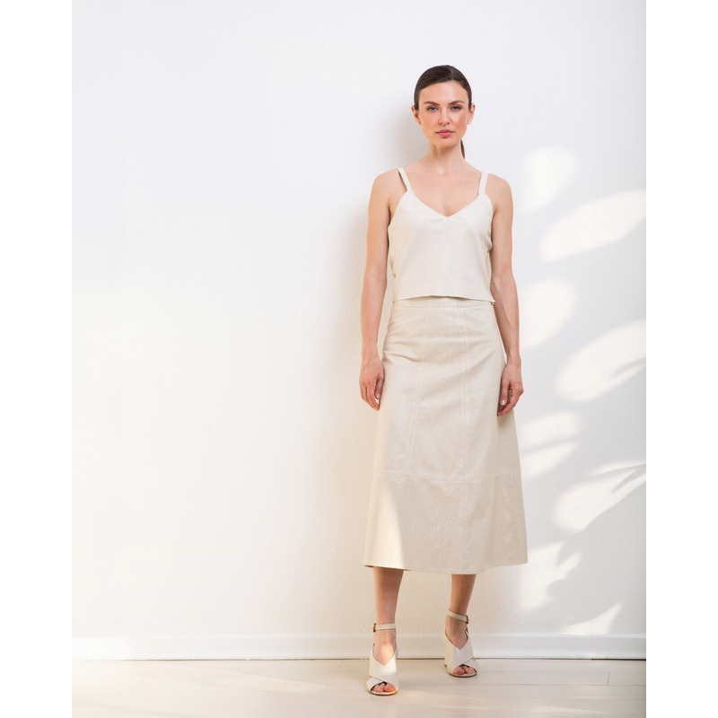 Saia Midi Evasê Feminina Pelica Vazada Ref 338