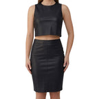 Saia em Couro Lápis