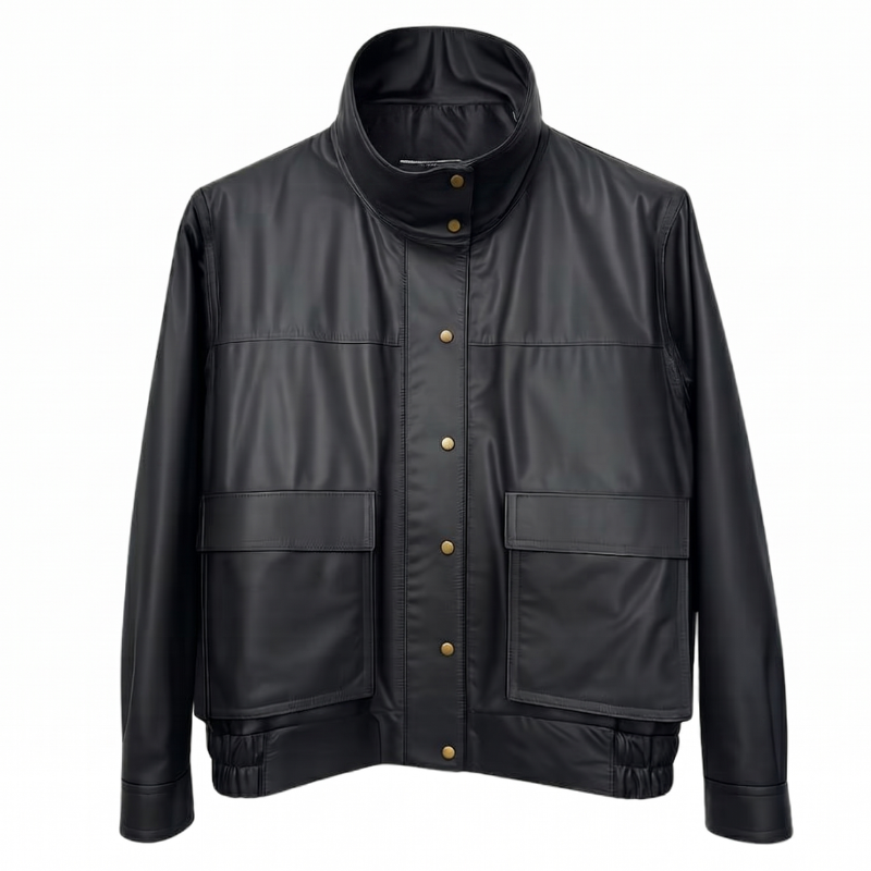 Jaqueta Bomber Couro Gola Alta Ref 922