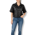 Camisa Cropped em Pelica Manga Curta Ref 369