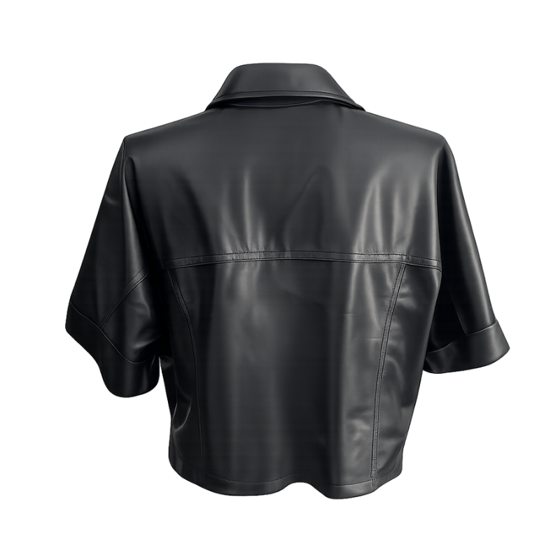 Camisa Cropped em Pelica Manga Curta Ref 369