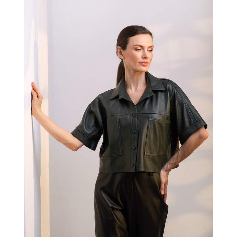 Camisa Cropped de Piel Manga Corta Ref 369