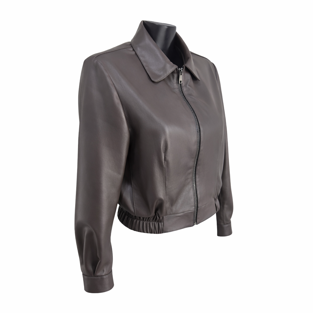 Jaqueta de Couro Bomber Curta Ref 153