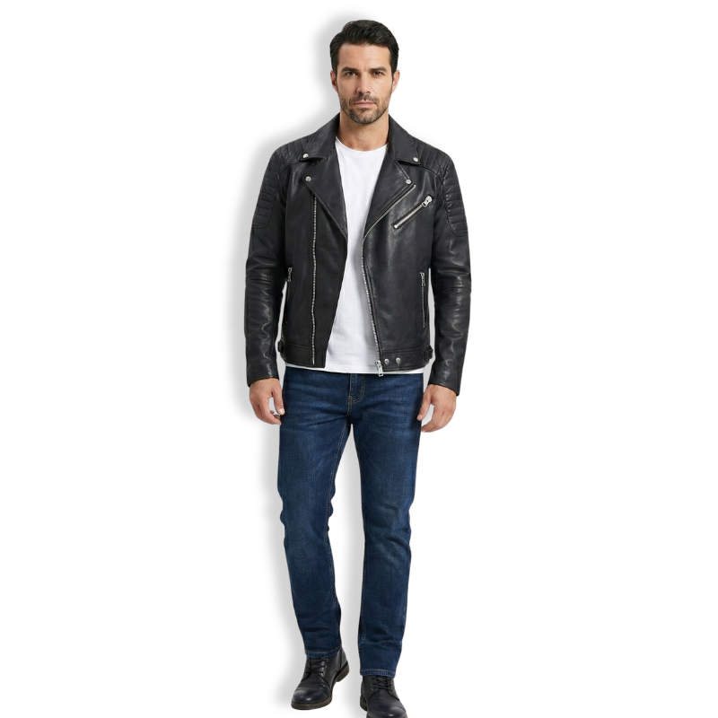 Chaqueta de cuero para hombre perfecto Rider