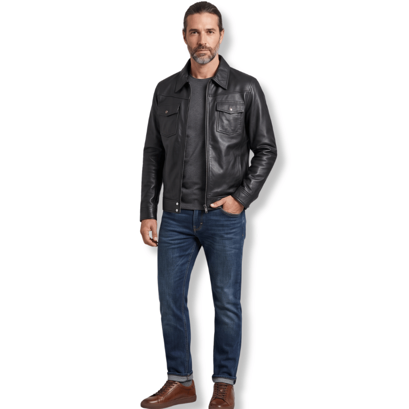 Men's Slim Leather Jacket Ref 788