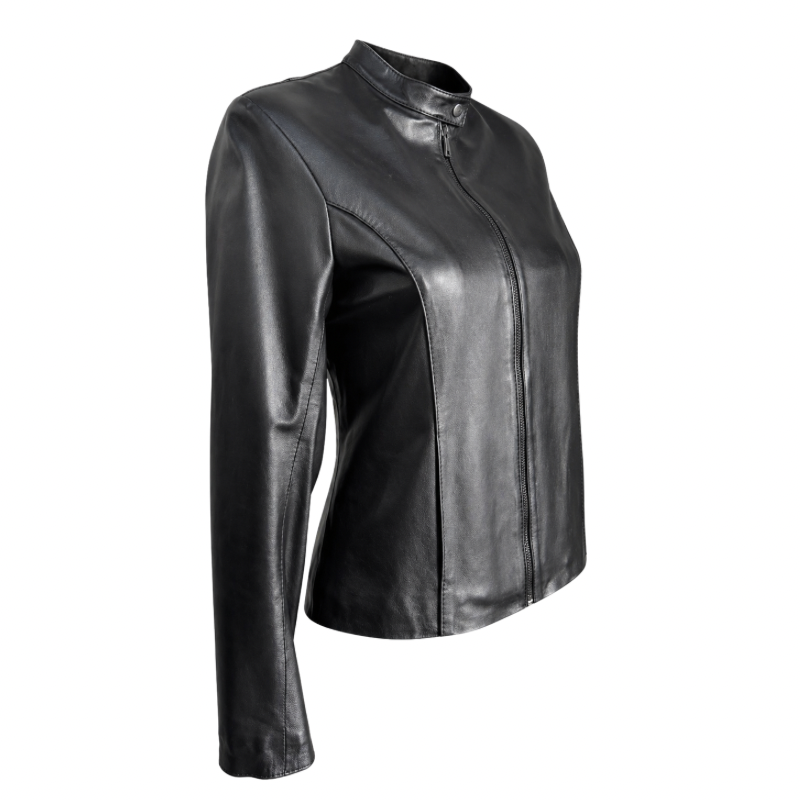 Chaqueta de cuero de motorista para mujer Chaqueta de cuero de motorista para mujer 185