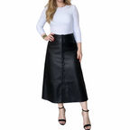 Saia Midi OMK Couro com Botões REF 337