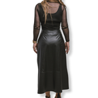 Saia Midi OMK Couro com Botões REF 337