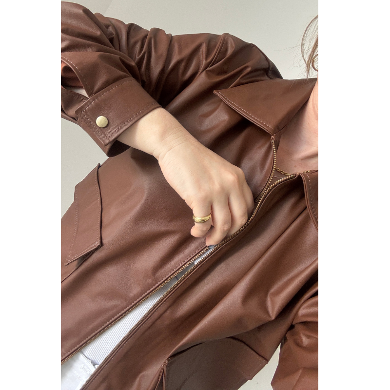 Jaqueta de Couro Bomber OVER Ref. 921