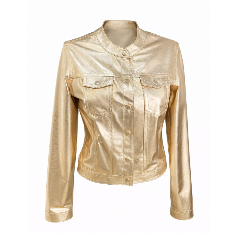 Chaqueta de Cuero Metalizada Ref. 933