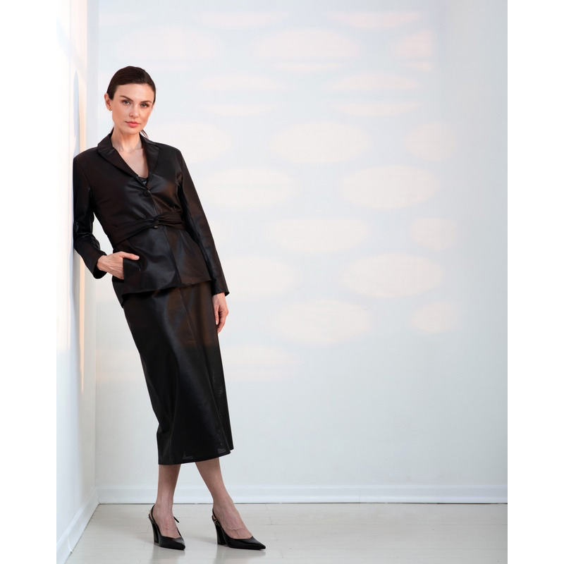 Blazer de Couro Feminino Pelica Vazada Ref.509