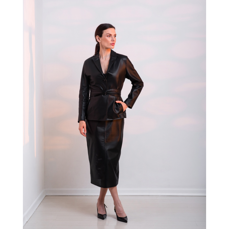 Blazer de Couro Feminino Pelica Vazada Ref.509