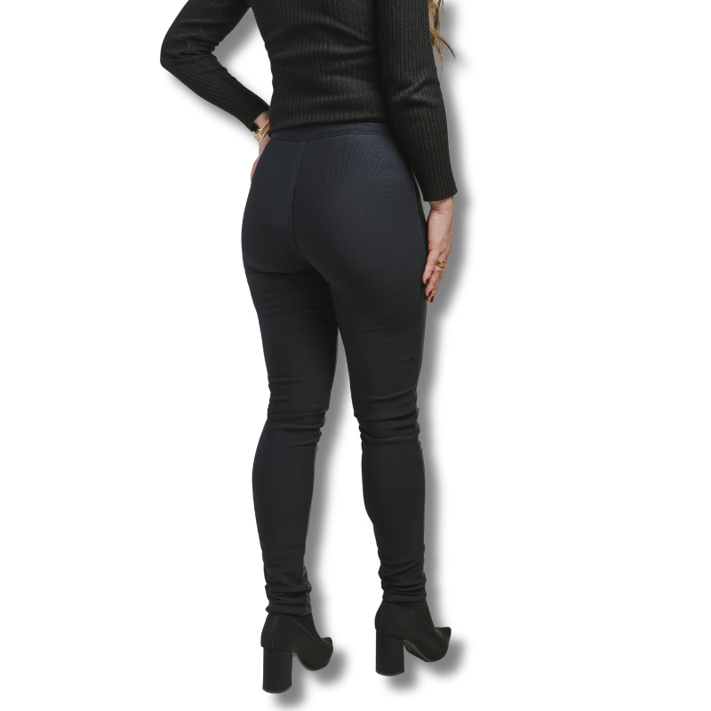 Calça OMK Couro Skinny com Tecido Ref 334