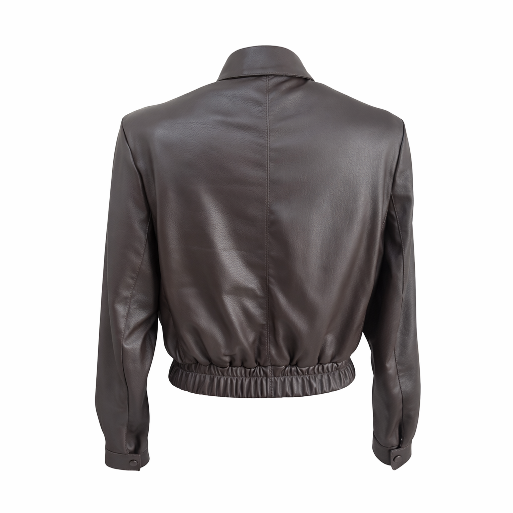 Jaqueta de Couro Bomber Curta Ref 153