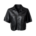Camisa Cropped em Pelica Manga Curta Ref 369