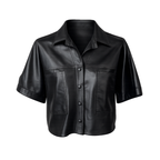 Camisa Cropped em Pelica Manga Curta Ref 369