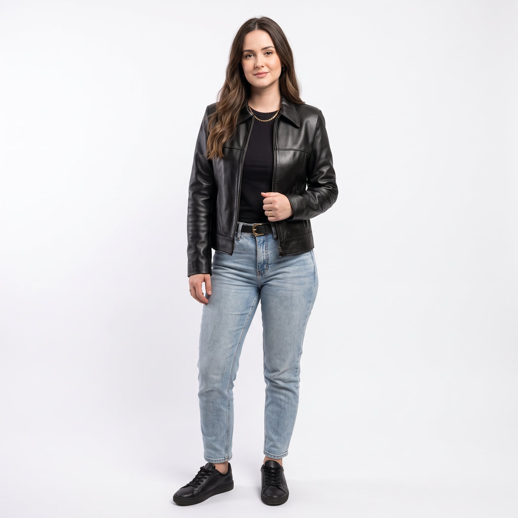 Jaqueta Feminina de Couro Clássica Ref 130