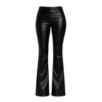 Calça Flare em Couro com Tecido Ref 404