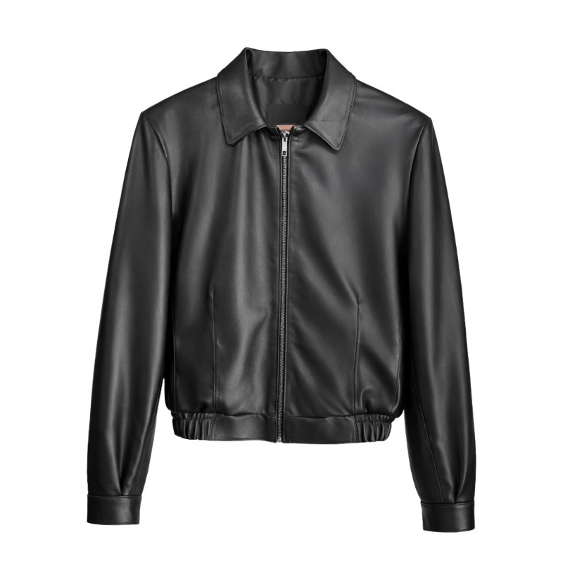 Jaqueta de Couro Bomber Curta Ref 153