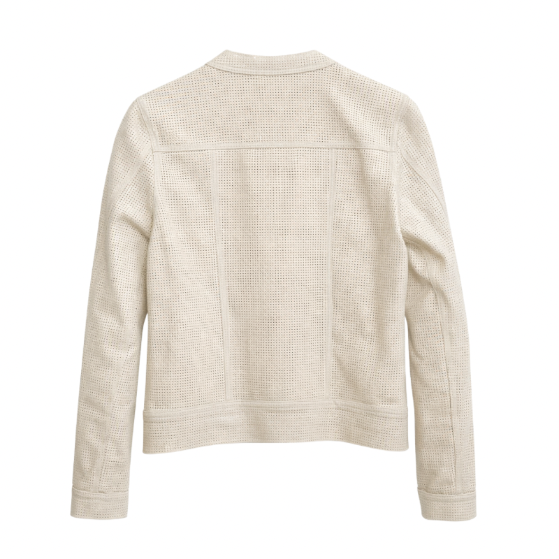 Chaqueta de cuero calado blanquecino Ref. 933