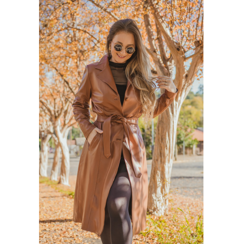 Sobretudo Feminino em Couro Havana Ref. 524