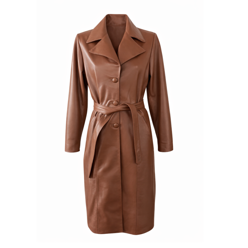 Sobretudo Feminino em Couro Havana Ref. 524