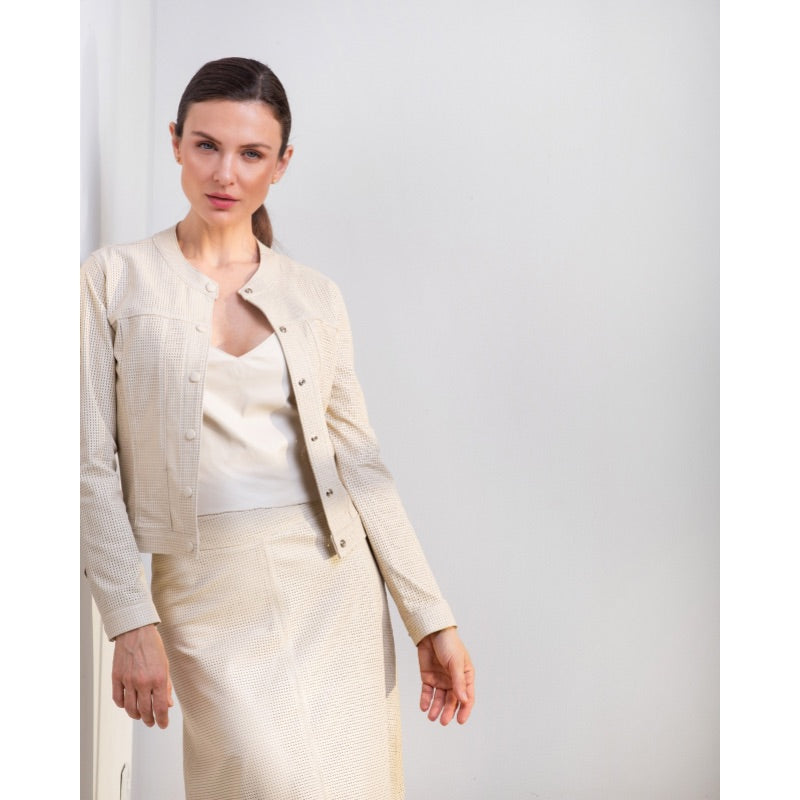 Jaqueta de Couro Vazado Off White Ref. 933