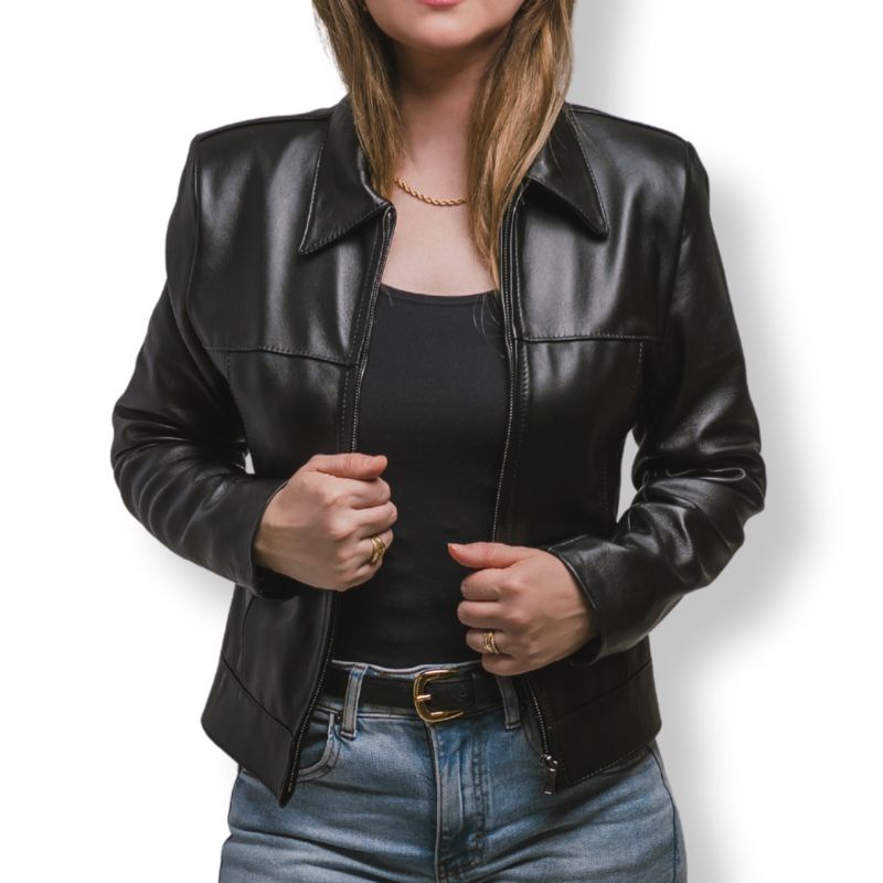 Jaqueta Feminina de Couro Clássica Ref 130