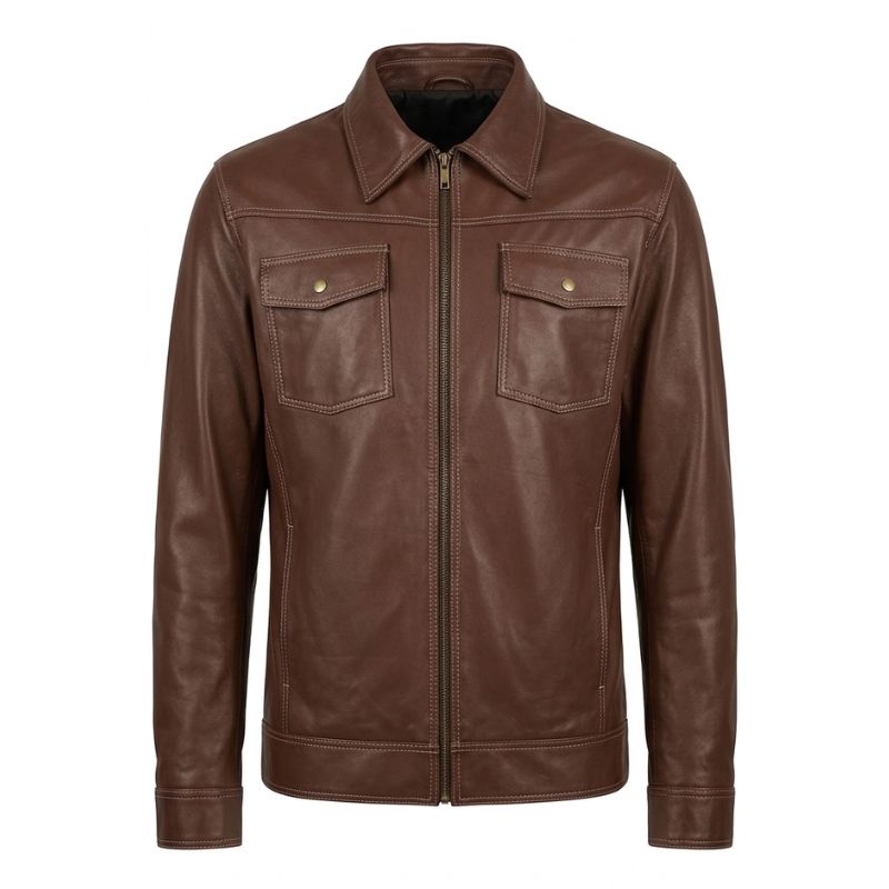 Jaqueta de Couro Masculina Slim Ref 788