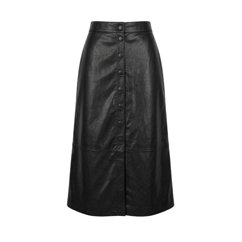 Saia Midi OMK Couro com Botões REF 337