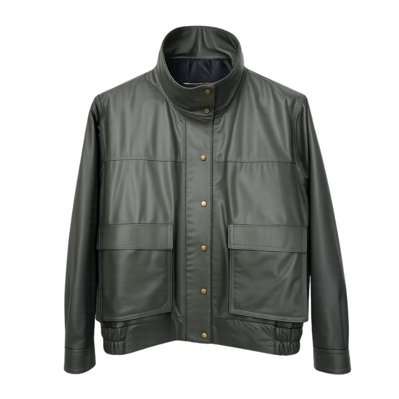 Jaqueta Bomber Couro Gola Alta Ref 922