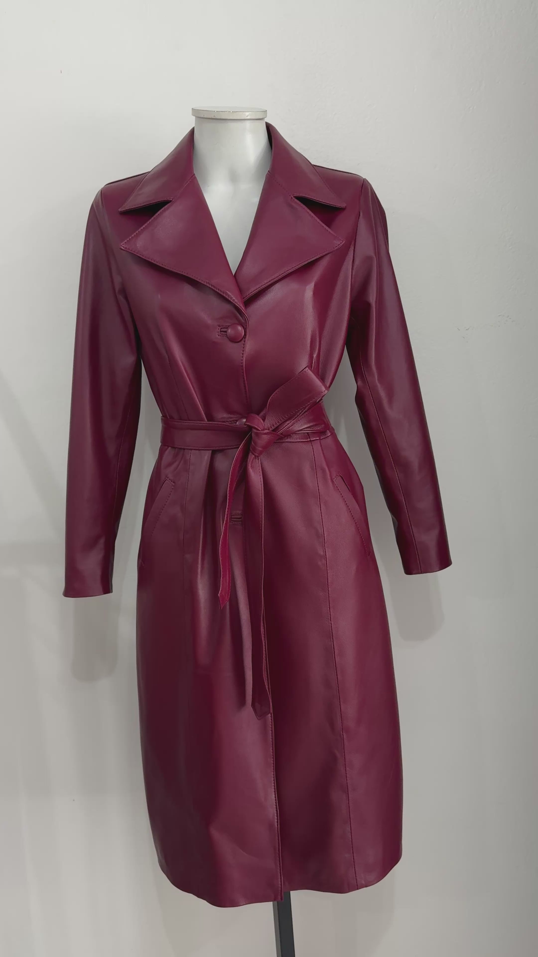 Sobretudo Feminino em Couro Bordo Ref. 524