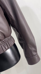 Jaqueta de Couro Bomber Curta Ref 153