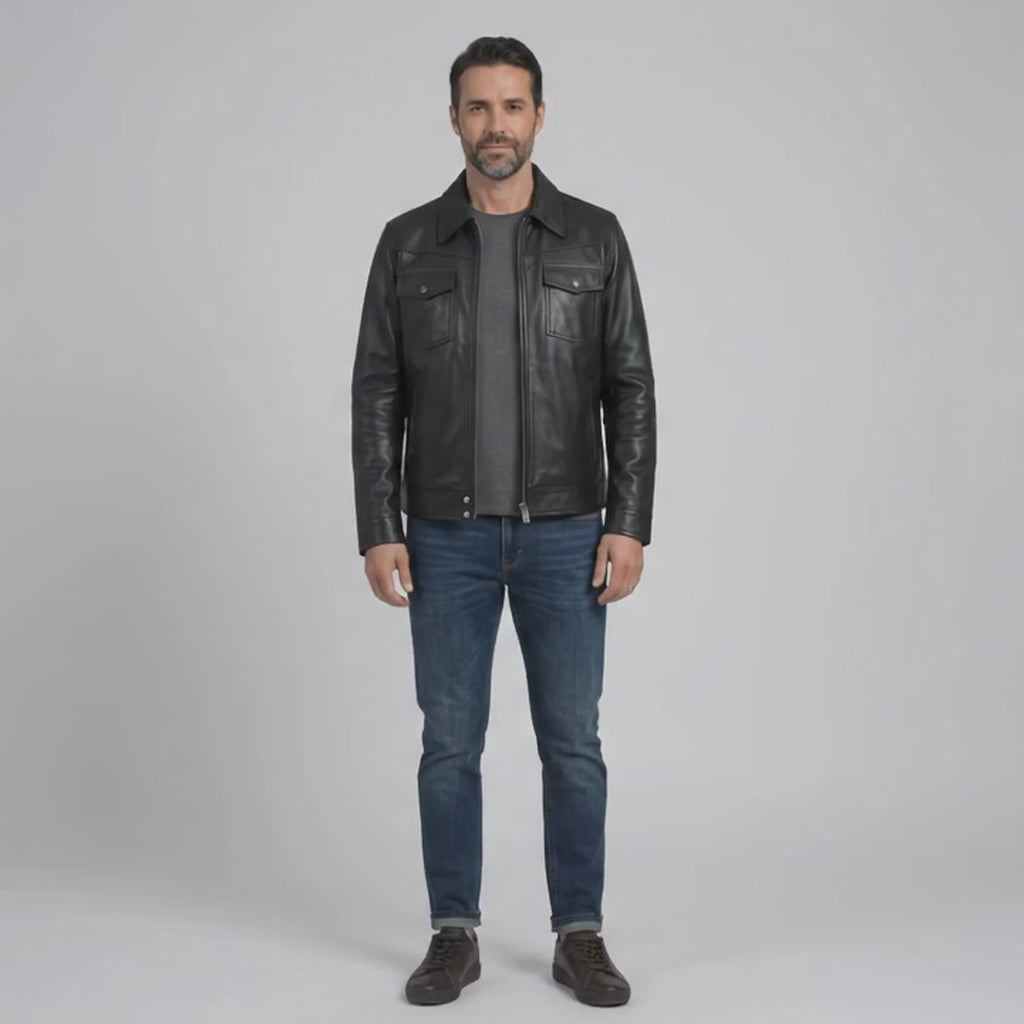 Men's Slim Leather Jacket Ref 788