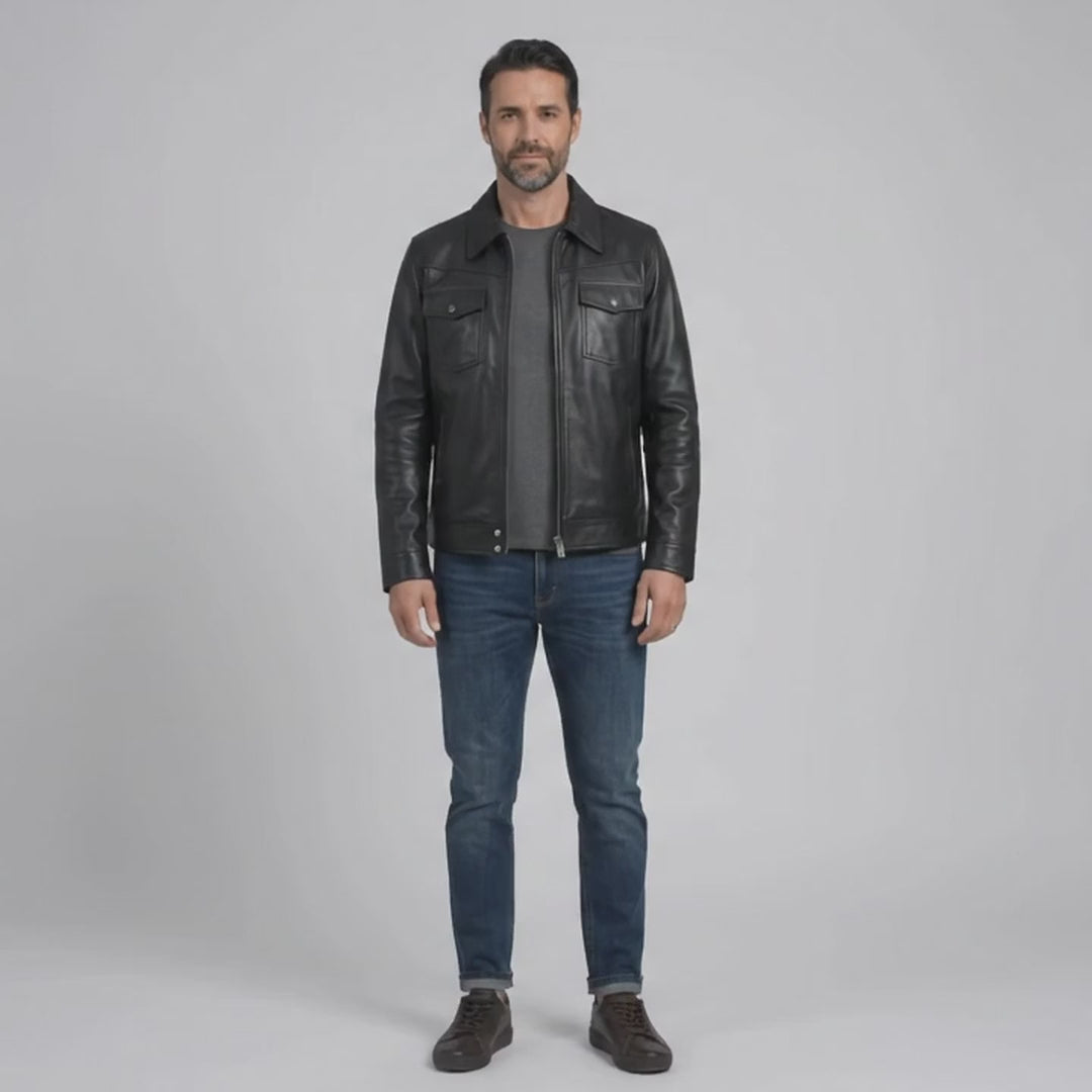 Men's Slim Leather Jacket Ref 788