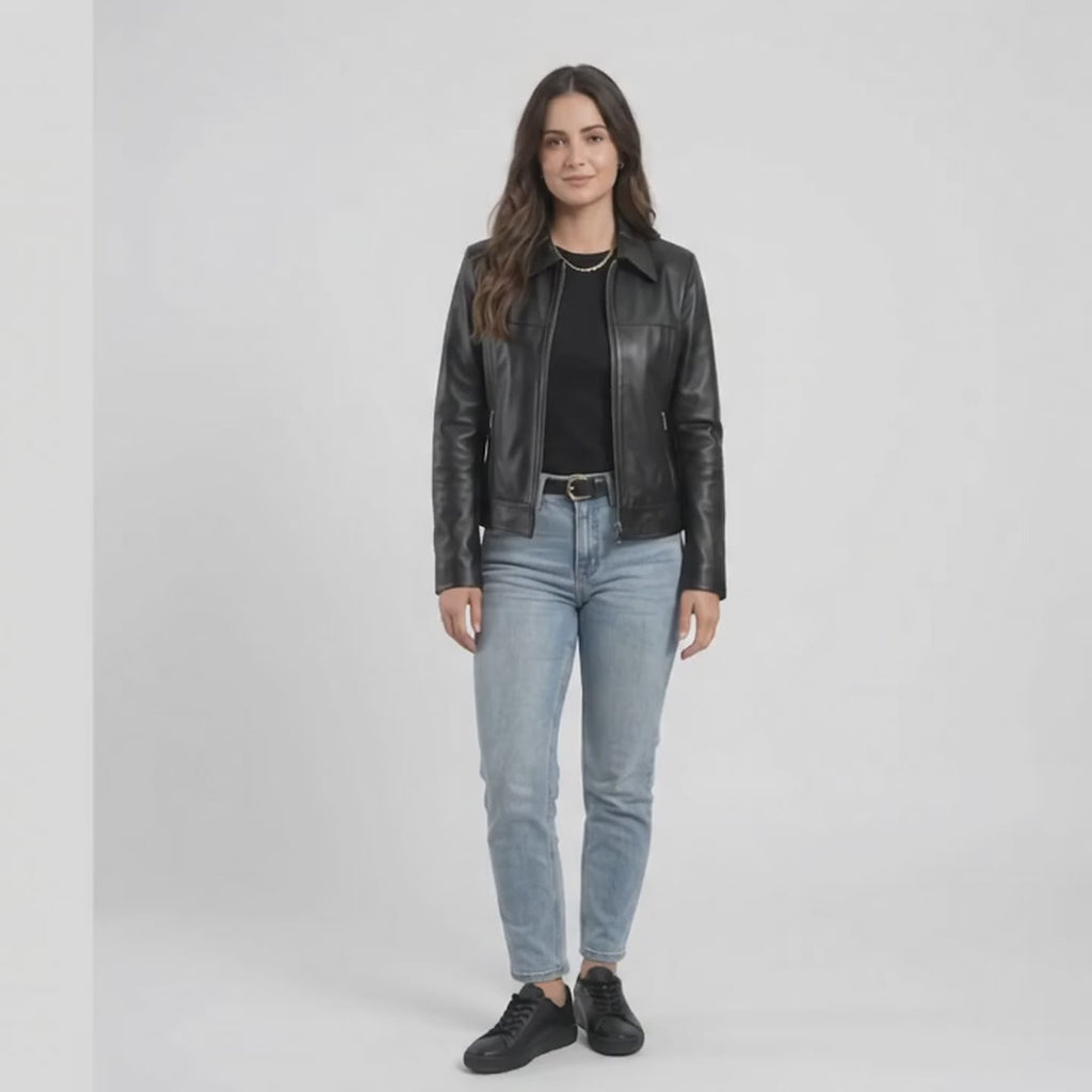 Jaqueta Feminina de Couro Clássica Ref 130