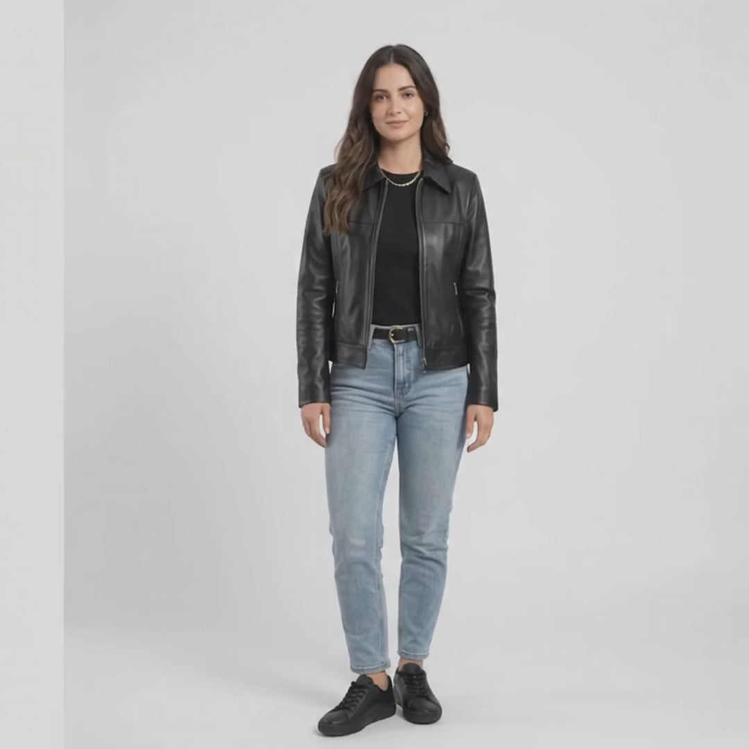 Jaqueta Feminina de Couro Clássica Ref 130