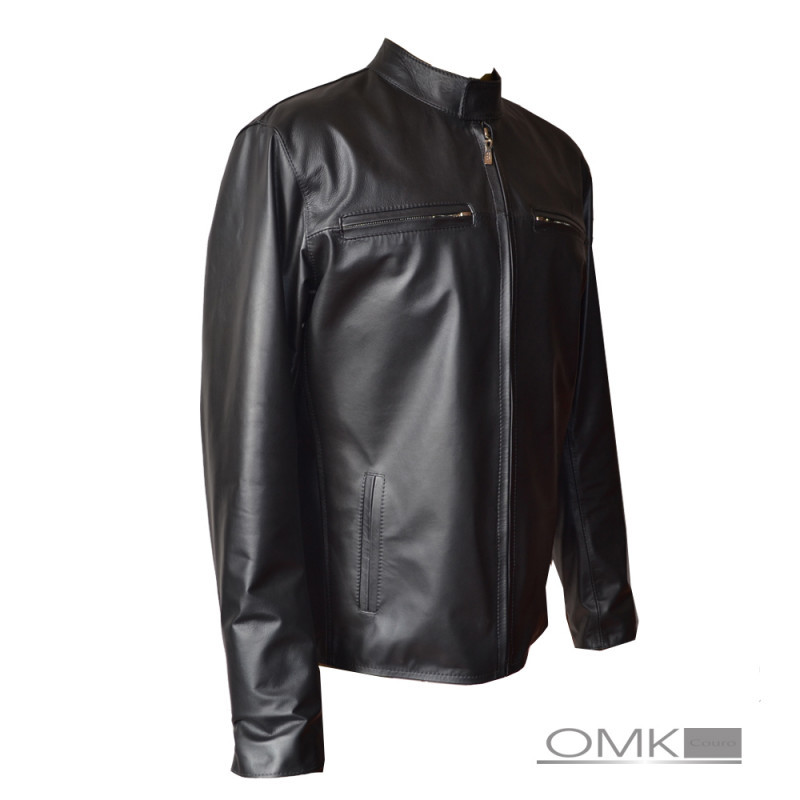 jaqueta masculina de couro preta